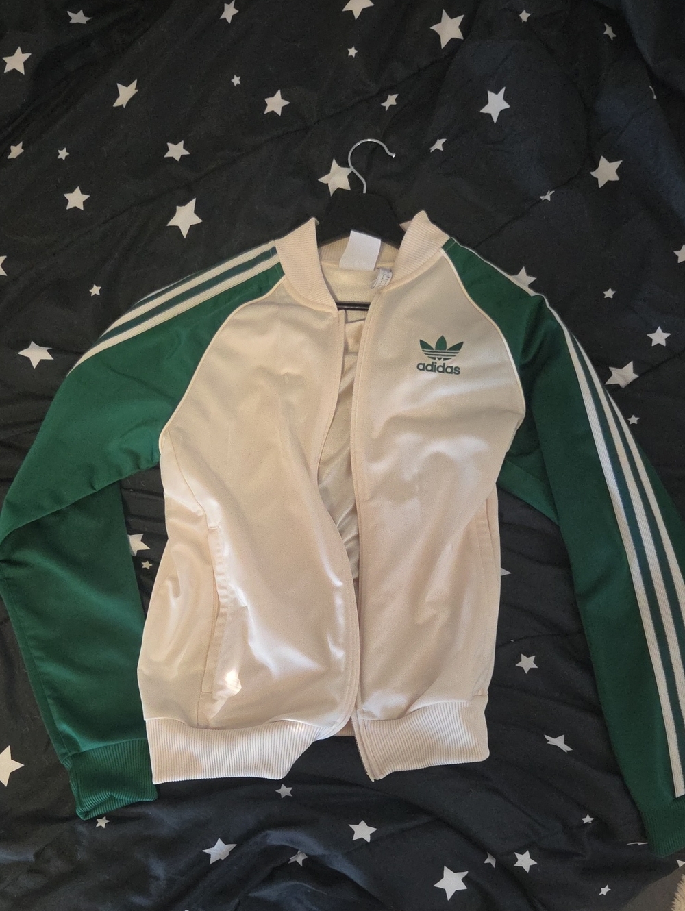 adidas Cream and Green Retro Track Jacket